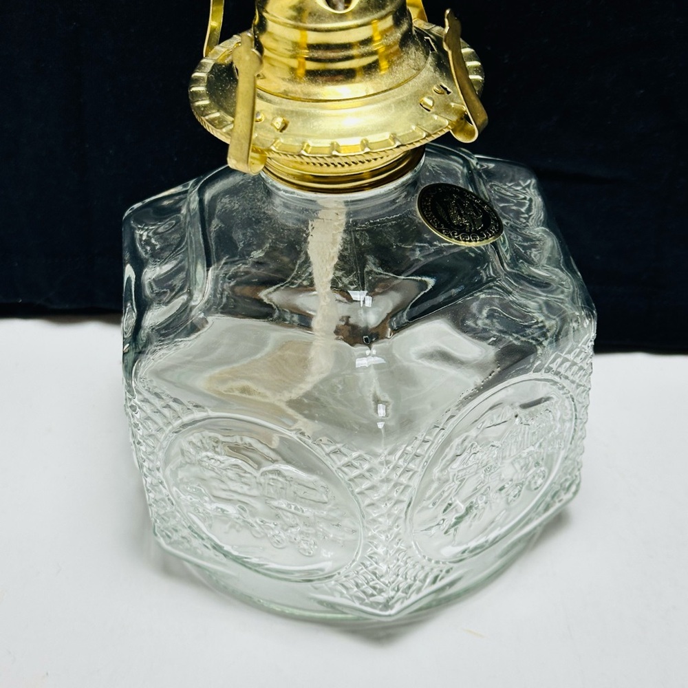 Vintage Lamplight Farms Oil Lamp Kerosene Glass Hexagon Horse & Buggy Heritage - Picture 8 of 10